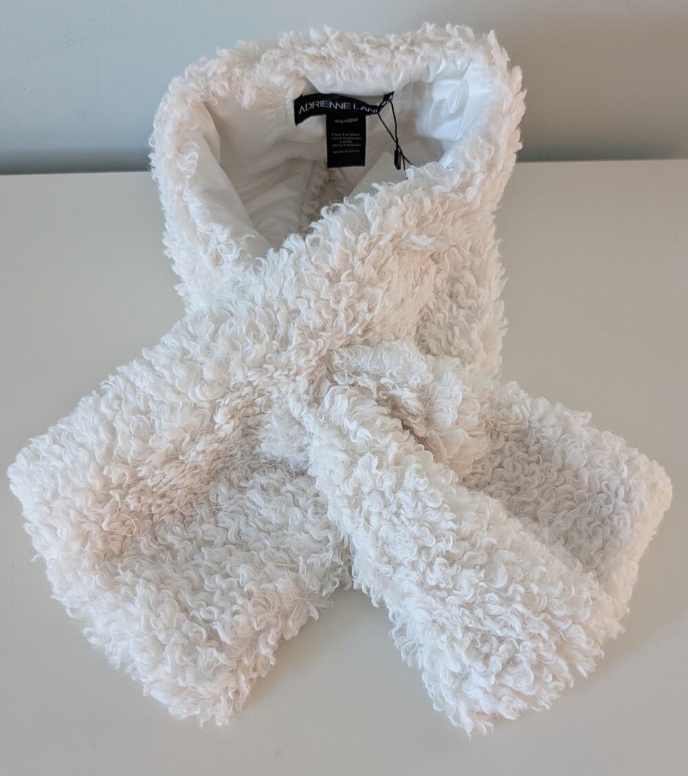 Adrienne Landau Ivory Faux Fur Pull Through Scarf Neck Warmer NEW!